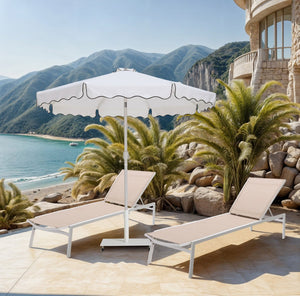 Meridian Furniture Amalfi Outdoor Patio Umbrella with Wheeled Base Water Resistant Resort Style 55018White-AW