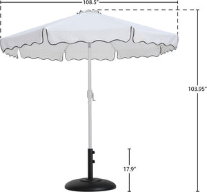Meridian Furniture Amalfi Resort Style Outdoor Patio Umbrella with Uv Resistant Polyester Canopy and Base 55018White-BB