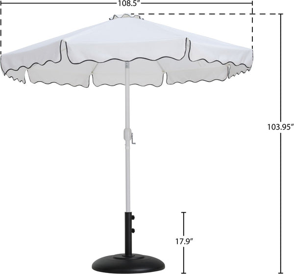 Meridian Furniture Amalfi Resort Style Outdoor Patio Umbrella with Uv Resistant Polyester Canopy and Base 55018White-BB