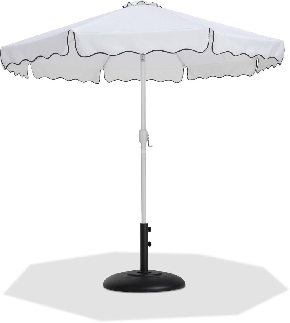 Meridian Furniture Amalfi Resort Style Outdoor Patio Umbrella with Uv Resistant Polyester Canopy and Base 55018White-BB
