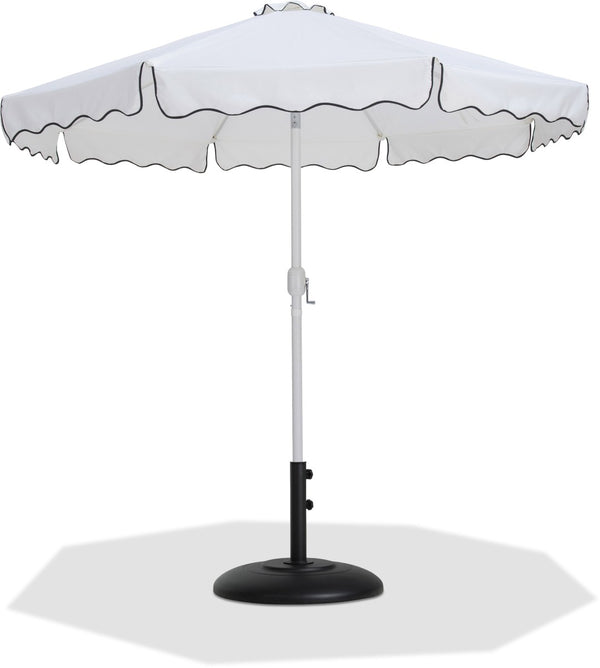 Meridian Furniture Amalfi Resort Style Outdoor Patio Umbrella with Uv Resistant Polyester Canopy and Base 55018White-BB