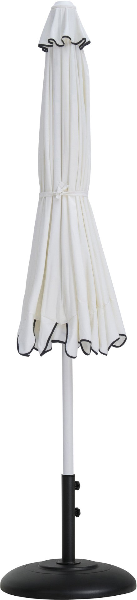 Meridian Furniture Amalfi Resort Style Outdoor Patio Umbrella with Uv Resistant Polyester Canopy and Base 55018White-BB