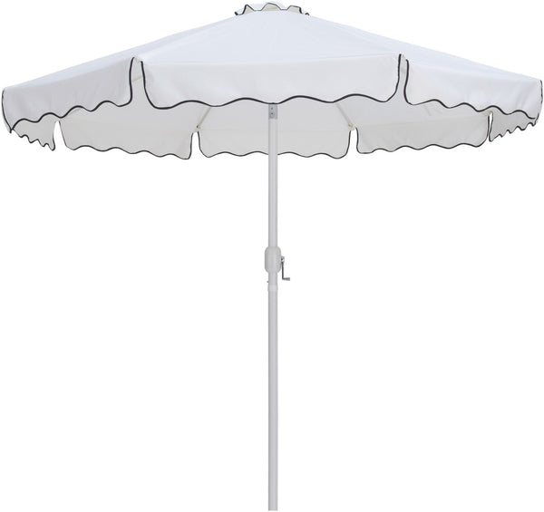 Meridian Furniture Amalfi Resort Style Outdoor Patio Umbrella with Uv Resistant Polyester Canopy and Base 55018White-BB