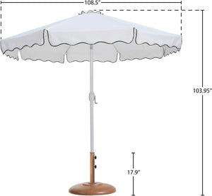 Meridian Furniture Amalfi Resort Style Outdoor Umbrella with Teak Base and Weather Resistant Canopy 55018White-BT