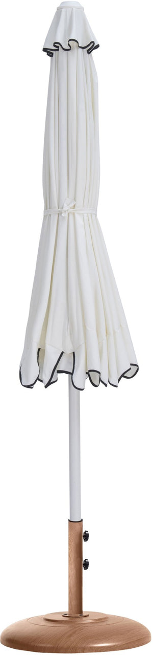 Meridian Furniture Amalfi Resort Style Outdoor Umbrella with Teak Base and Weather Resistant Canopy 55018White-BT