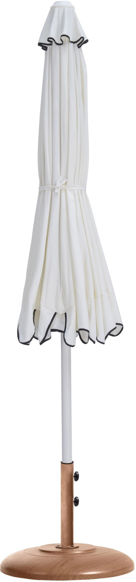Meridian Furniture Amalfi Resort Style Outdoor Umbrella with Teak Base and Weather Resistant Canopy 55018White-BT