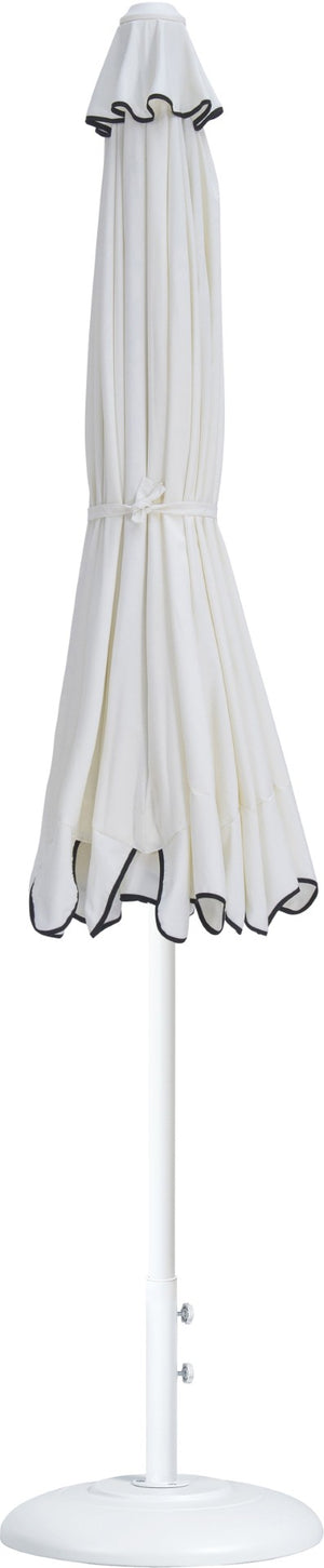 Meridian Furniture Amalfi Resort Style Outdoor Umbrella with Base White Polyester Uv Resistant Canopy 55018White-BW