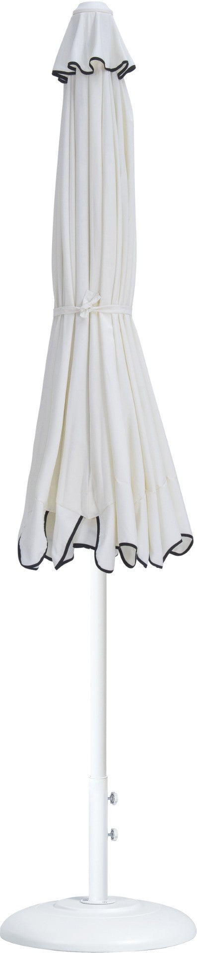 Meridian Furniture Amalfi Resort Style Outdoor Umbrella with Base White Polyester Uv Resistant Canopy 55018White-BW