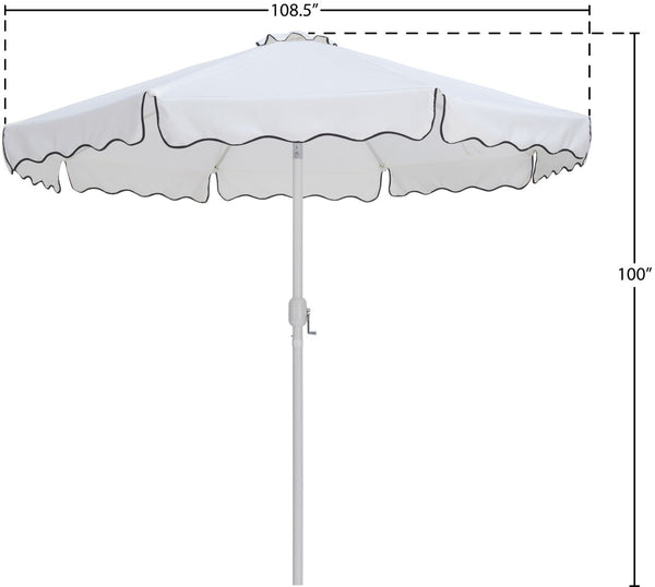 Meridian Furniture Amalfi Resort Style Outdoor Patio Umbrella Uv Resistant Polyester Canopy with Aluminum Pole White Style 2 55018White-U