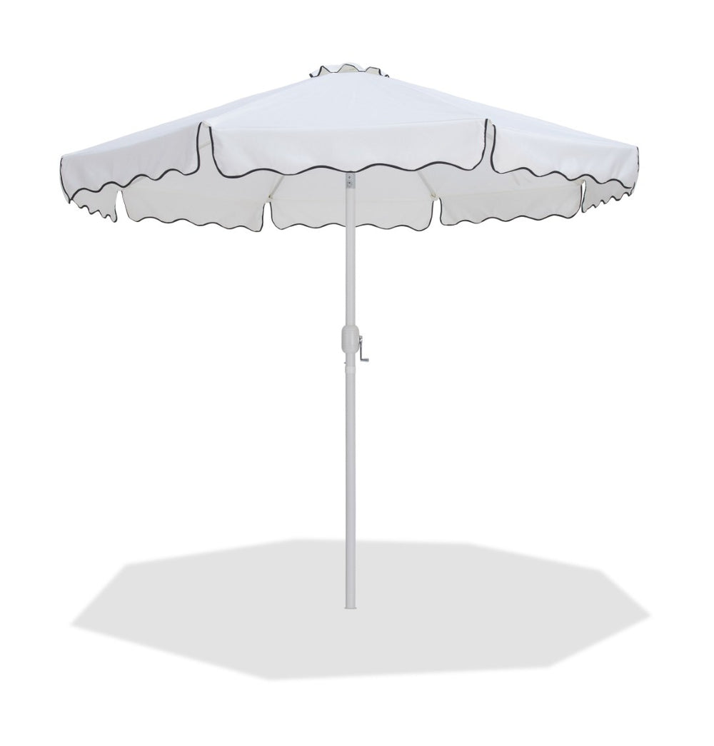 Meridian Furniture Amalfi Resort Style Outdoor Patio Umbrella Uv Resistant Polyester Canopy with Aluminum Pole White Style 2 55018White-U
