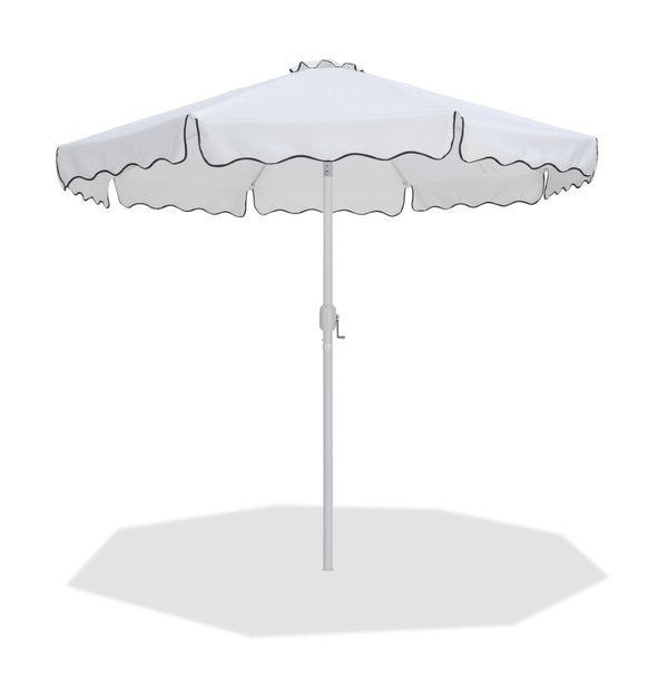 Meridian Furniture Amalfi Resort Style Outdoor Patio Umbrella Uv Resistant Polyester Canopy with Aluminum Pole White Style 2 55018White-U