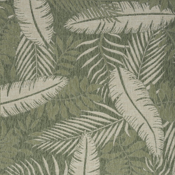 HomeRoots 6' X 9' Palm Leaf Area Rug - Durable Indoor/Outdoor Green & Ivory Design for Coastal Charm 550190