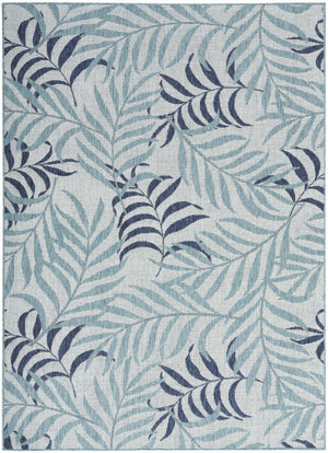 HomeRoots 6' X 9' Sky Blue Palm Leaf Indoor Outdoor Area Rug - Coastal Charm for Any Space, Durable & Stylish 550192