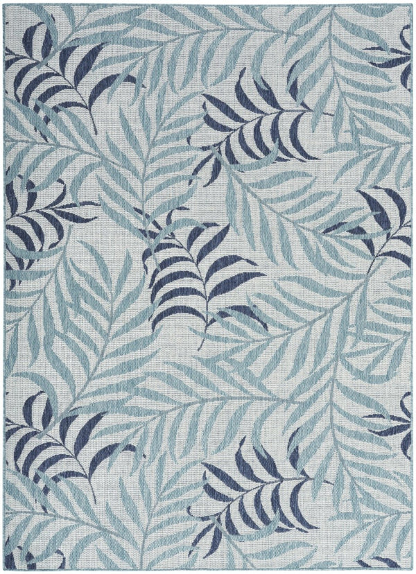HomeRoots 6' X 9' Sky Blue Palm Leaf Indoor Outdoor Area Rug - Coastal Charm for Any Space, Durable & Stylish 550192