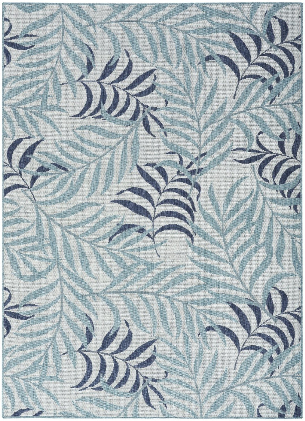 HomeRoots 6' X 9' Sky Blue Palm Leaf Indoor Outdoor Area Rug - Coastal Charm for Any Space, Durable & Stylish 550192