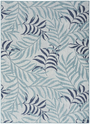 HomeRoots 6' X 9' Sky Blue Palm Leaf Indoor Outdoor Area Rug - Coastal Charm for Any Space, Durable & Stylish 550192