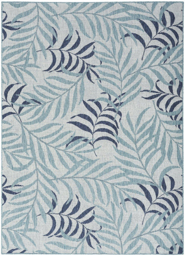 HomeRoots 6' X 9' Sky Blue Palm Leaf Indoor Outdoor Area Rug - Coastal Charm for Any Space, Durable & Stylish 550192