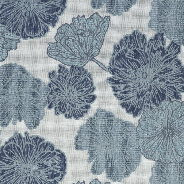 HomeRoots 6' Navy Blue & Ivory Floral Area Rug - All-Weather, Low-Maintenance Indoor & Outdoor Decor Accent 550197