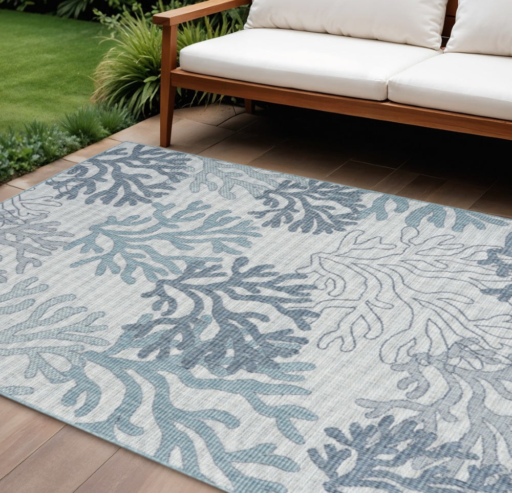 HomeRoots 6' Nautical Indoor Outdoor Area Rug in Navy, Sky Blue & Ivory - Durable, Stylish & Easy Care 550199