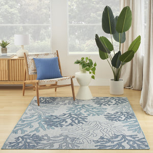 HomeRoots 6' Nautical Indoor Outdoor Area Rug in Navy, Sky Blue & Ivory - Durable, Stylish & Easy Care 550199
