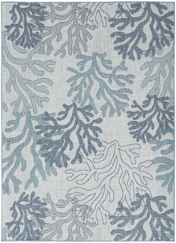 HomeRoots 6' Nautical Indoor Outdoor Area Rug in Navy, Sky Blue & Ivory - Durable, Stylish & Easy Care 550199