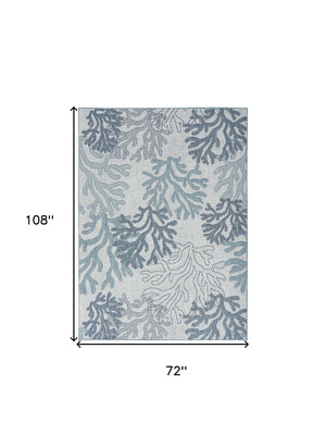 HomeRoots 6' Nautical Indoor Outdoor Area Rug in Navy, Sky Blue & Ivory - Durable, Stylish & Easy Care 550199