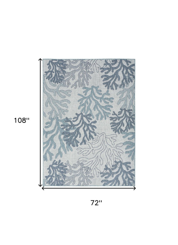 HomeRoots 6' Nautical Indoor Outdoor Area Rug in Navy, Sky Blue & Ivory - Durable, Stylish & Easy Care 550199