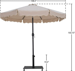 Meridian Furniture Amalfi Outdoor Patio Umbrella with Base Aluminum Pole Water Resistant Canopy 55019Beige-AB