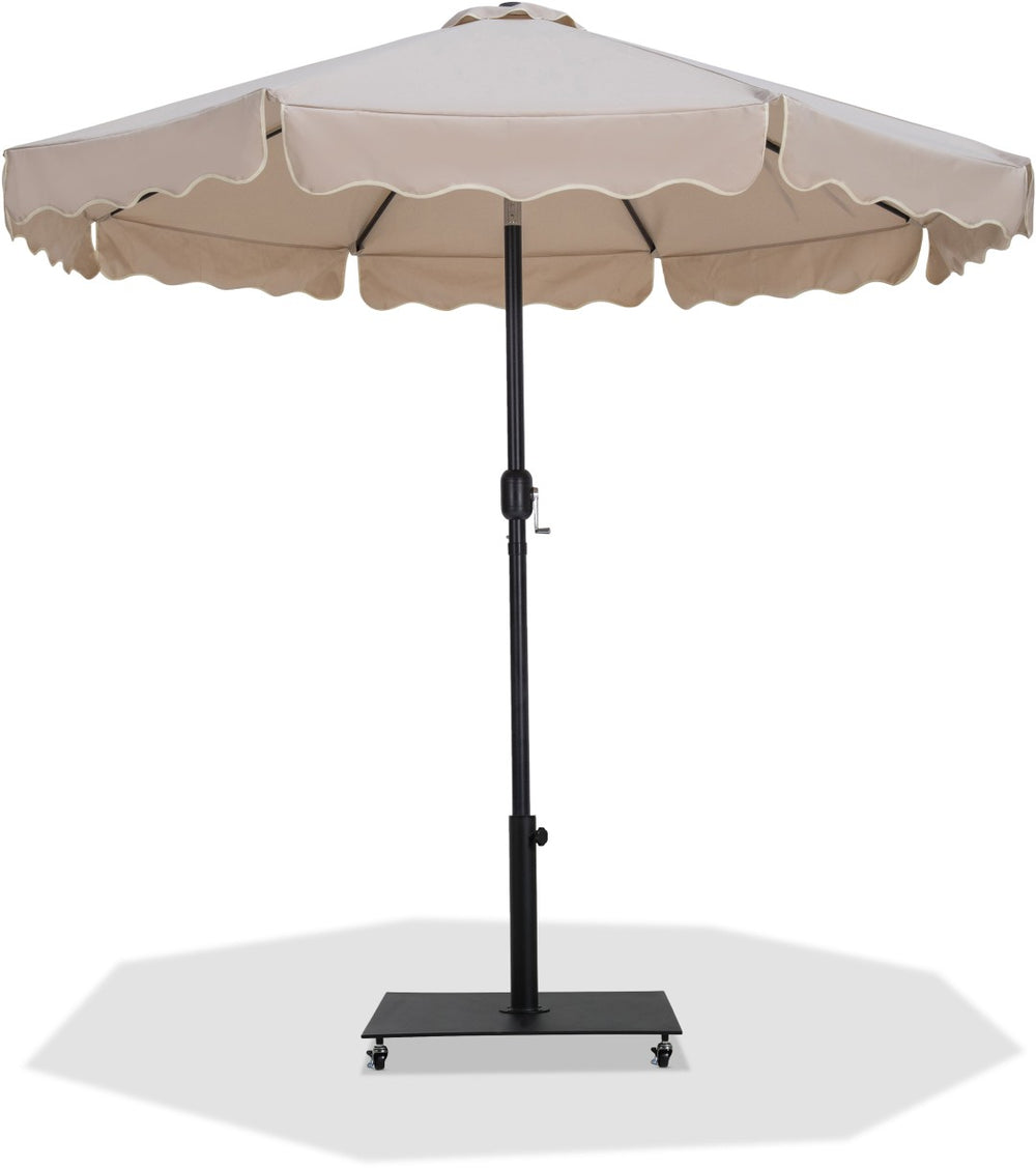 Meridian Furniture Amalfi Outdoor Patio Umbrella with Base Aluminum Pole Water Resistant Canopy 55019Beige-AB