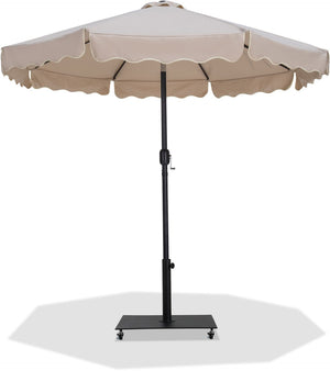 Meridian Furniture Amalfi Outdoor Patio Umbrella with Base Aluminum Pole Water Resistant Canopy 55019Beige-AB