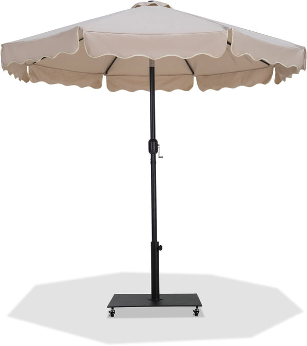 Meridian Furniture Amalfi Outdoor Patio Umbrella with Base Aluminum Pole Water Resistant Canopy 55019Beige-AB