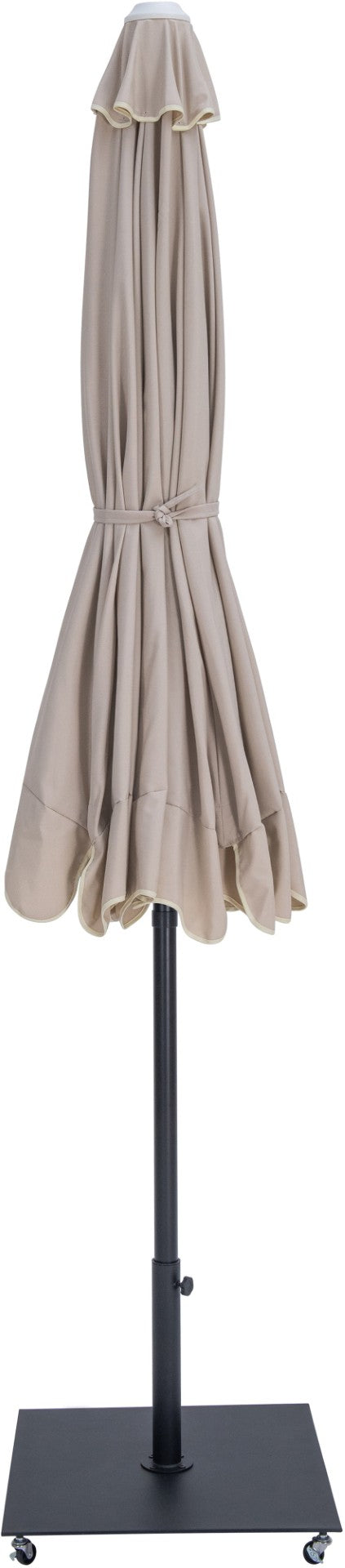 Meridian Furniture Amalfi Outdoor Patio Umbrella with Base Aluminum Pole Water Resistant Canopy 55019Beige-AB