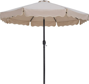 Meridian Furniture Amalfi Outdoor Patio Umbrella with Base Aluminum Pole Water Resistant Canopy 55019Beige-AB