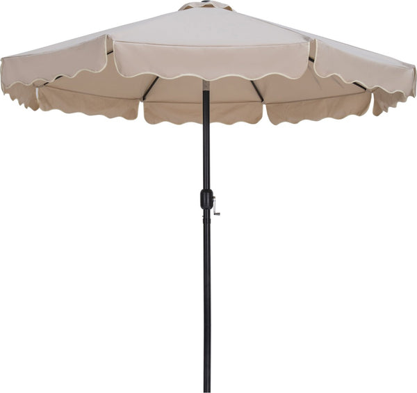 Meridian Furniture Amalfi Outdoor Patio Umbrella with Base Aluminum Pole Water Resistant Canopy 55019Beige-AB