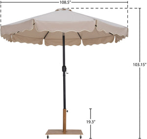 Meridian Furniture Amalfi Resort Style Outdoor Patio Umbrella with Teak Base and Aluminum Pole 55019Beige-AT