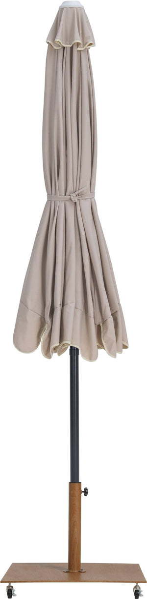 Meridian Furniture Amalfi Resort Style Outdoor Patio Umbrella with Teak Base and Aluminum Pole 55019Beige-AT