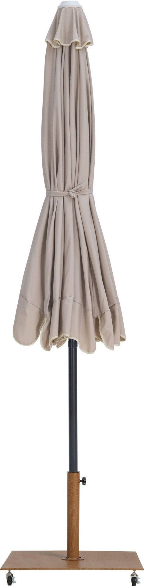 Meridian Furniture Amalfi Resort Style Outdoor Patio Umbrella with Teak Base and Aluminum Pole 55019Beige-AT