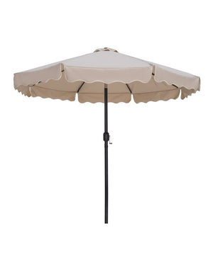 Meridian Furniture Amalfi Resort Style Outdoor Patio Umbrella with Teak Base and Aluminum Pole 55019Beige-AT