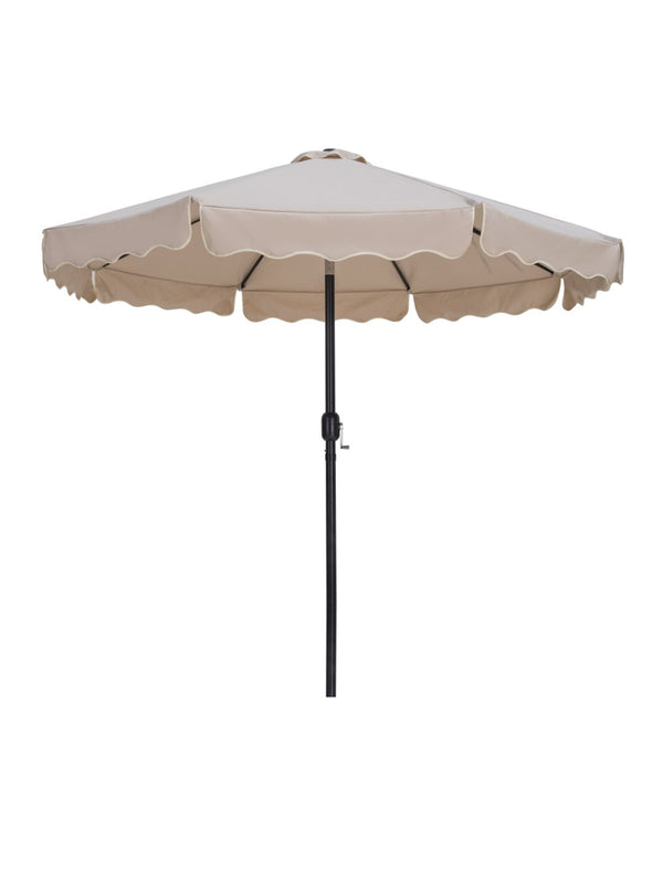 Meridian Furniture Amalfi Resort Style Outdoor Patio Umbrella with Teak Base and Aluminum Pole 55019Beige-AT