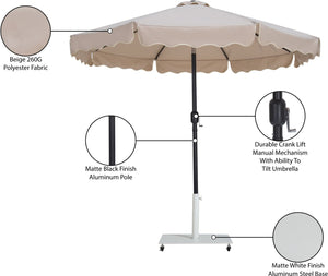 Meridian Furniture Amalfi Cantilever Patio Umbrella with Rolling Base Resort Style Uv Protection 55019Beige-AW
