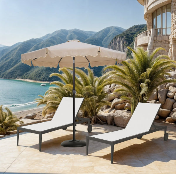 Meridian Furniture Amalfi Resort Style Patio Umbrella with Uv Resistant Polyester Canopy and Aluminum Pole 55019Beige-BB