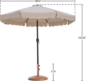 Meridian Furniture Amalfi Outdoor Patio Umbrella with Teak Base Fade Resistant Polyester Canopy 55019Beige-BT
