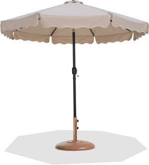 Meridian Furniture Amalfi Outdoor Patio Umbrella with Teak Base Fade Resistant Polyester Canopy 55019Beige-BT