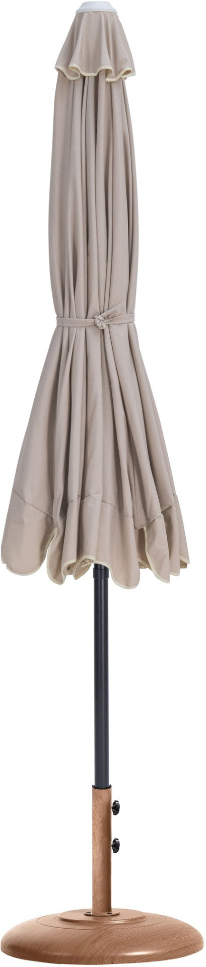 Meridian Furniture Amalfi Outdoor Patio Umbrella with Teak Base Fade Resistant Polyester Canopy 55019Beige-BT
