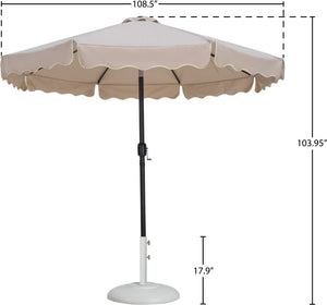 Meridian Furniture Amalfi Resort Style Outdoor Patio Umbrella with Water Resistant Polyester Canopy Base 55019Beige-BW