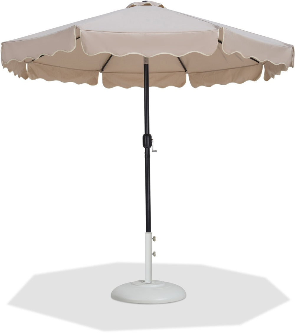 Meridian Furniture Amalfi Resort Style Outdoor Patio Umbrella with Water Resistant Polyester Canopy Base 55019Beige-BW