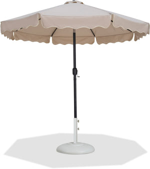 Meridian Furniture Amalfi Resort Style Outdoor Patio Umbrella with Water Resistant Polyester Canopy Base 55019Beige-BW