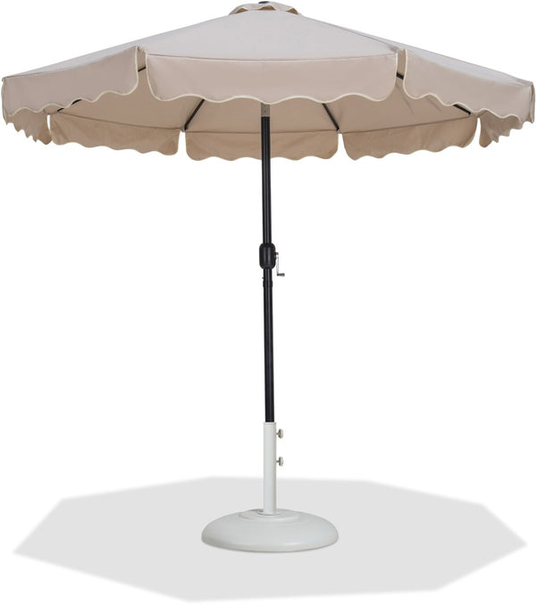 Meridian Furniture Amalfi Resort Style Outdoor Patio Umbrella with Water Resistant Polyester Canopy Base 55019Beige-BW