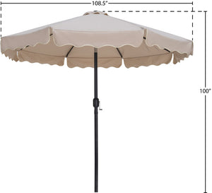 Meridian Furniture Amalfi Resort Style Outdoor Patio Umbrella Uv Resistant Polyester Canopy with Aluminum Pole Beige Style 3 55019Beige-U