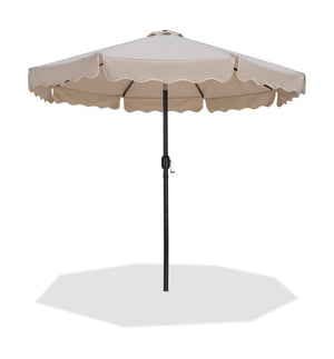 Meridian Furniture Amalfi Resort Style Outdoor Patio Umbrella Uv Resistant Polyester Canopy with Aluminum Pole Beige Style 3 55019Beige-U
